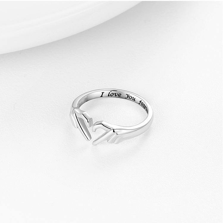 Romantic Heart Hand Hug Fashion Ring For Women Couple Jewelry Silver Color Punk Gesture Wedding Men Finger Accessories Gifts