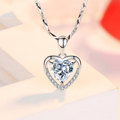 Collier strass en forme de cœur pour femmes, collier de luxe personnalisé, bijoux cadeau de saint valentin, 925