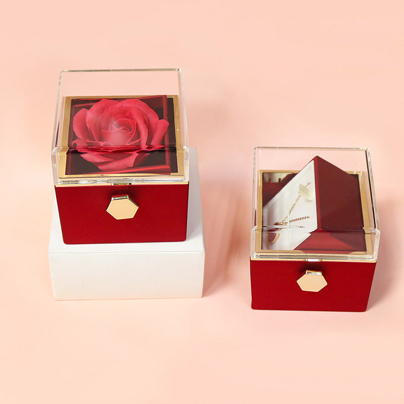 Boîte à savon rotative en forme de Rose, boîte-cadeau créative rotative pour bijoux, boîte d'emballage de bijoux, cadeau de saint-valentin pour femmes