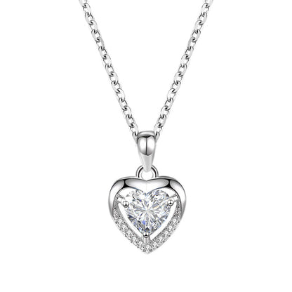 Collier strass en forme de cœur pour femmes, collier de luxe personnalisé, bijoux cadeau de saint valentin, 925