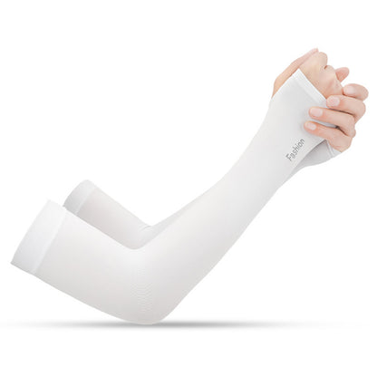 Summer cool sleeves sunscreen female armband sleeves sleeves men's sleeves driving anti-UV ice silk gloves long section