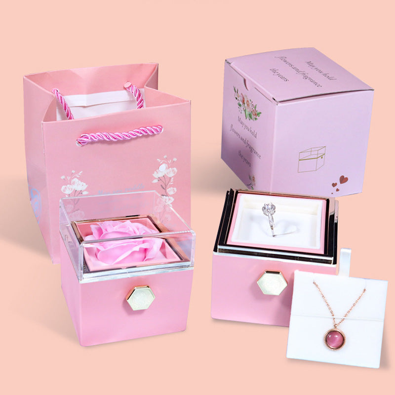 Boîte à savon rotative en forme de Rose, boîte-cadeau créative rotative pour bijoux, boîte d'emballage de bijoux, cadeau de saint-valentin pour femmes