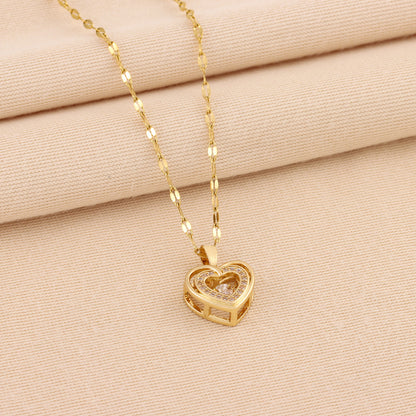 Cadeau de saint valentin Double couche pendentif d'amour intelligent collier en acier titane bijoux de mode femme