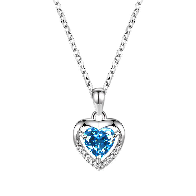 Collier strass en forme de cœur pour femmes, collier de luxe personnalisé, bijoux cadeau de saint valentin, 925