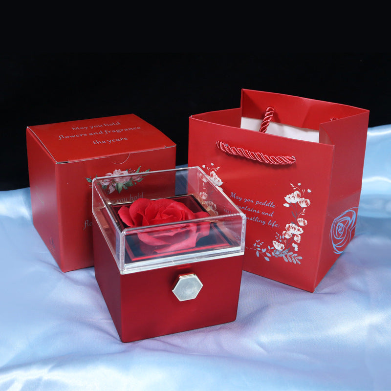 Boîte à savon rotative en forme de Rose, boîte-cadeau créative rotative pour bijoux, boîte d'emballage de bijoux, cadeau de saint-valentin pour femmes